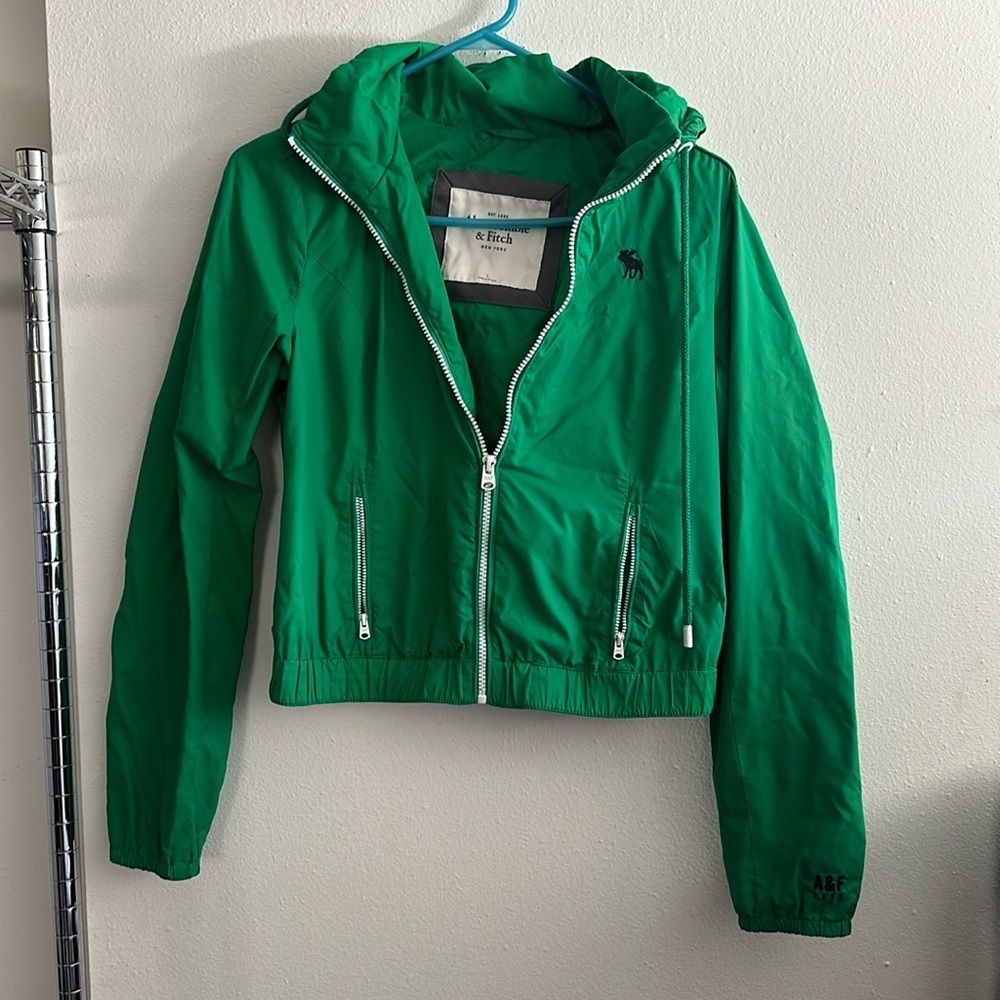 Abercrombie & Fitch green rain jacket